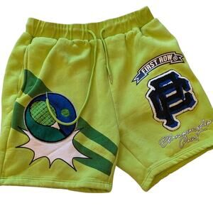 First Row Shorts Mens XL Neon Graphic Streetwear Hip Hop Style Drawstring Bold